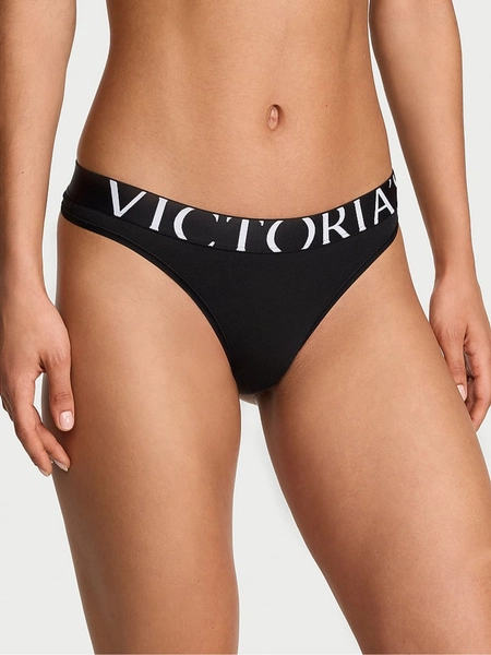 Black Thong Exploded Logo Knickers