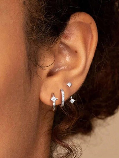 3 Pairs (6 Pieces) Of Exquisite, Elegant, And Delicate Silver Earrings, Women's Jewelry, Ladies' Gifts