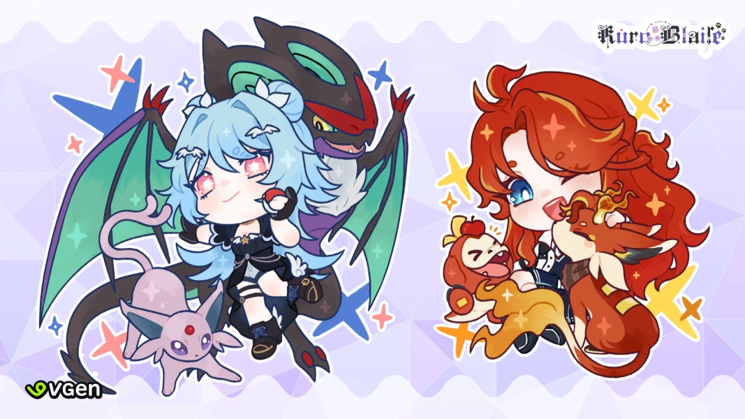 Chibi Pokemon Trainer & Team by Kuro_da_Floof (@KurodaFloof)