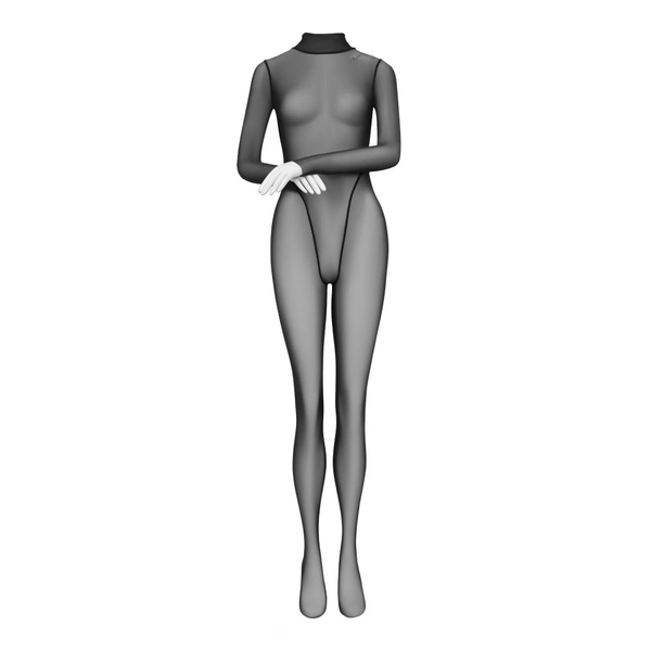 Atheniti Sheer Ultra-Thin Mesh Bodysuit - Black / M