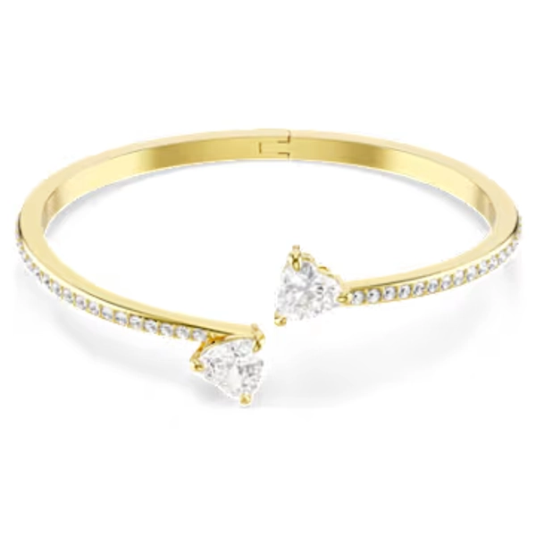 Swarovski Mesmera bangle, Heart, White, Gold-tone plated