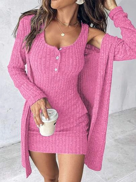 Calvaya Women's Sexy Navy Blue 2 Pieces Dress, Autumn/Winter