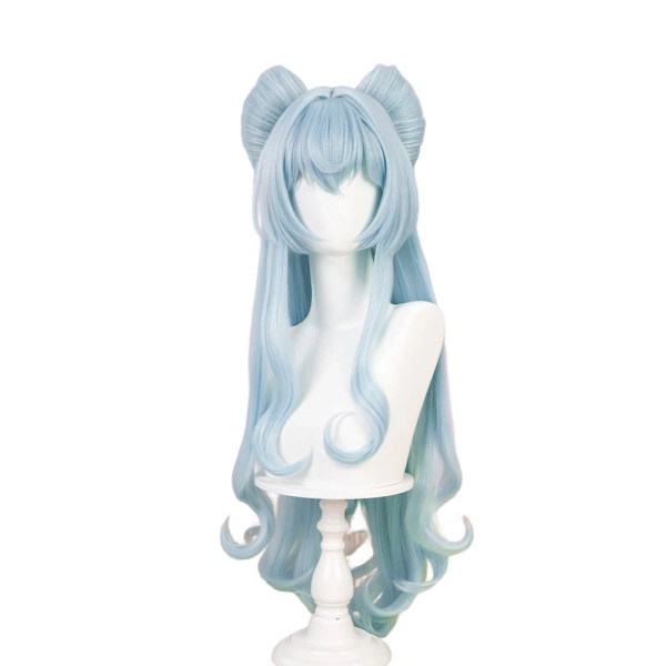 【Ready For Ship】DokiDoki Game Genshin Impact Cosplay Yumemizuki Mizuki Wig / Headwear / Ears Long Curly Blue Hair - Wig Only-Ready For Ship