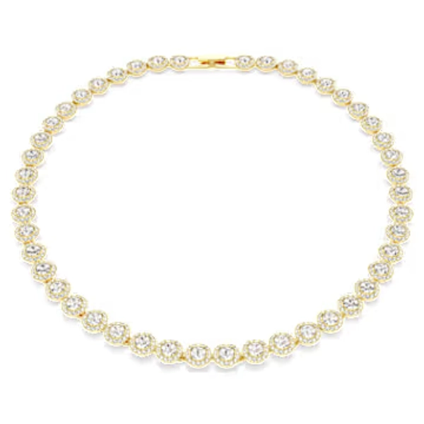 Una Angelic necklace, Round cut, White, Gold-tone plated