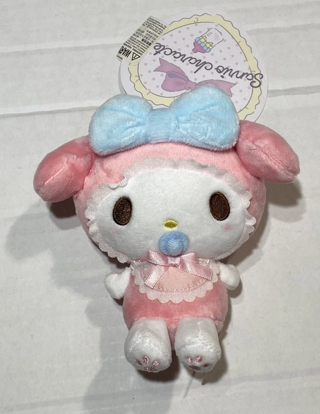 Sanrio Character My Melody Plush Baby Pastels Pink Blue Bib Keychain NWT 2021 5”