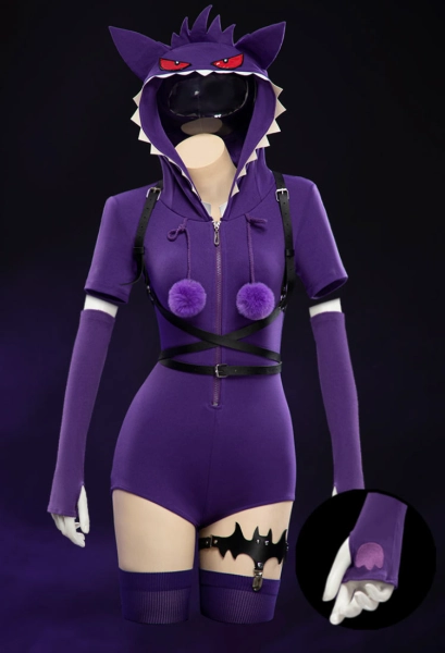 PM Derivative Sexy Cosplay Summer Homewear Hooded Bodysuit with Socks and Tail