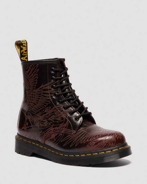 DR MARTENS 1460 PHOENIX ARCADIA RUB OFF LEATHER BOOTS