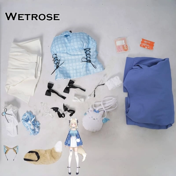 [Wetrose] Pre-Order Hololive EN Fuwawa Mococo Casual Daily Dress Outfit Cosplay Costume
