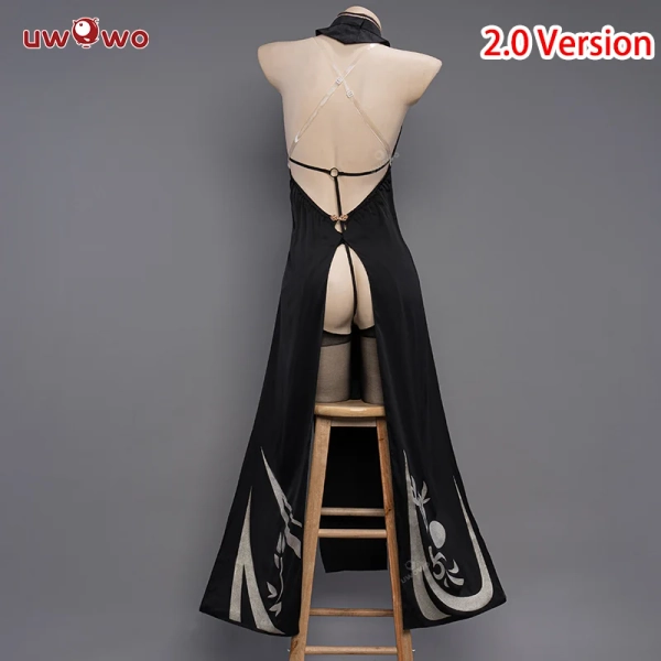 S-2XL Uwowo Game Azur Lane Chenhai Black Chinese Dress Cheongsam Sexy Cosplay Costume - INSTOCK-S