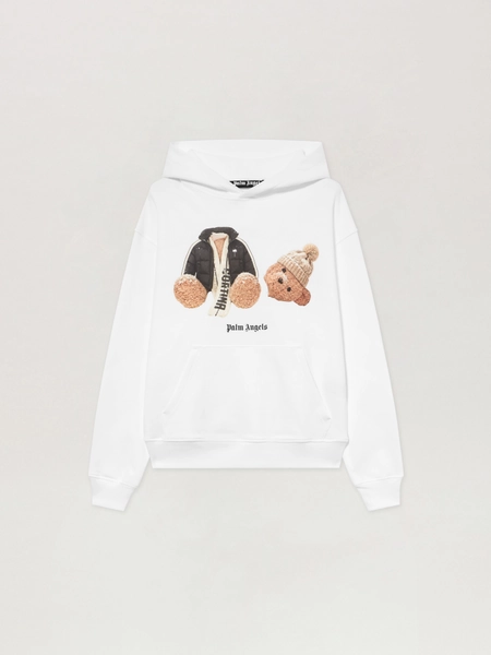 PALM ANGELS Broken Bear Cortina Hoodie Man  White