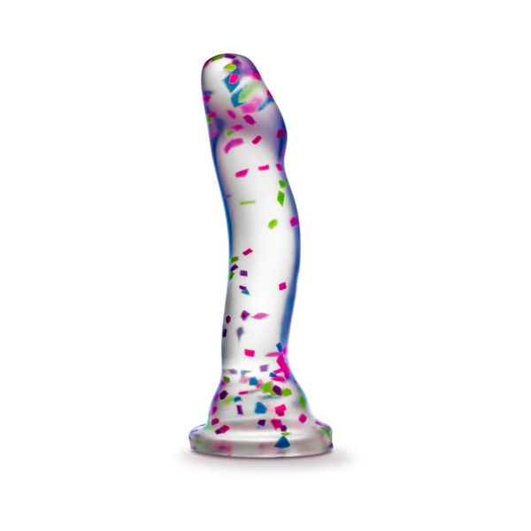 Blush Neo Elite Hanky Panky 7.5 Inch Glow in the Dark Silicone Confetti Dildo, 6.0 Inch Insertable, 1.5 Inch Max Width
