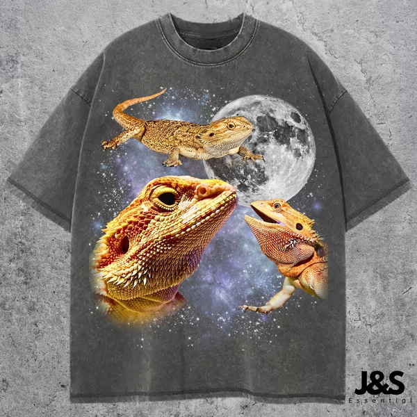 Three Bearded Dragon Moon Tshirt, Funny Lizard Graphic Tee, Vintage Reptile Lovers Gift Shirt, Oversized Dragon Pet Tshirt for Her - Etsy