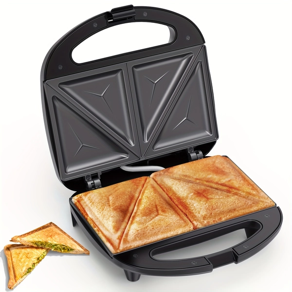 TEMU 2- Sandwich Maker With Plates, Handle, Easy To Clean, Indicator Lights, 750w For Quick Breakfast And Snacks