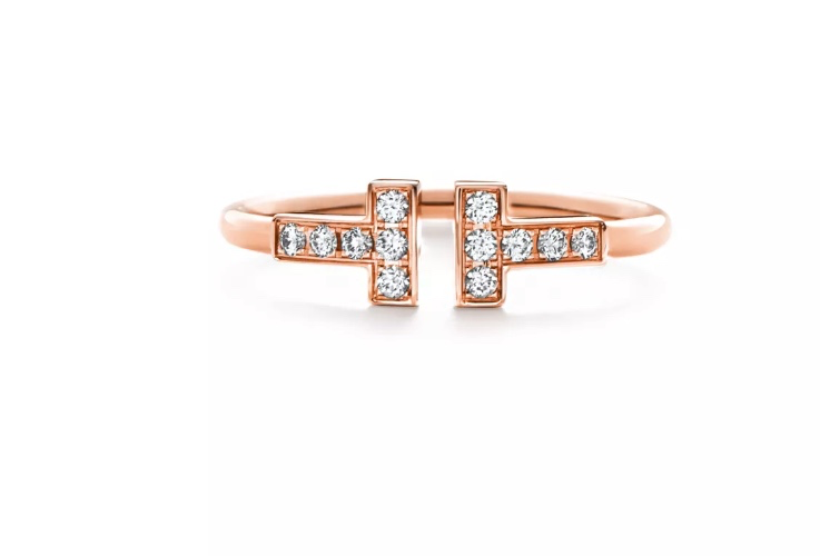 Tiffany T Diamond Wire Ring in Rose Gold