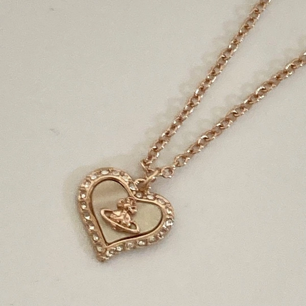 Collar Vivienne Westwood Petra Oro Rosa Concha Corazón con Cordón [EJ546