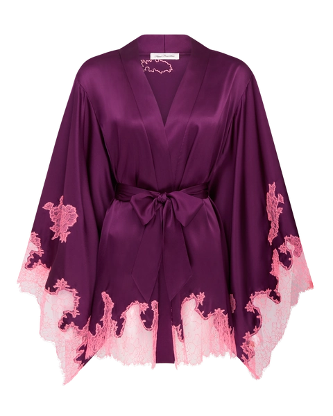 Christi Short Kimono in Plum/Baby Pink | By Agent Provocateur