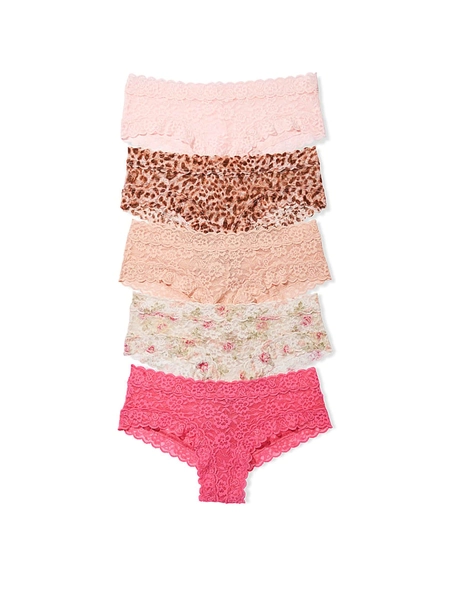 Victoria's Secret Pink/Nude/Leopard Cheeky Knickers 5 Pack