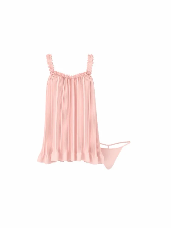 Pleated Ruffle Babydoll Set
