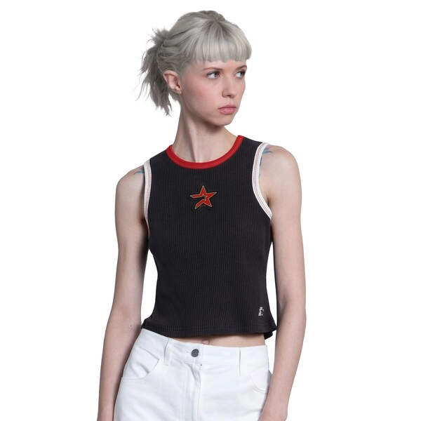 Women's Houston Astros Starter Navy Cooperstown Play the Ball Crop Tank Top