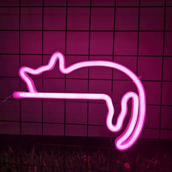 Neon Cat Lamp Cute Cat LED Light Neon Sign - Pink