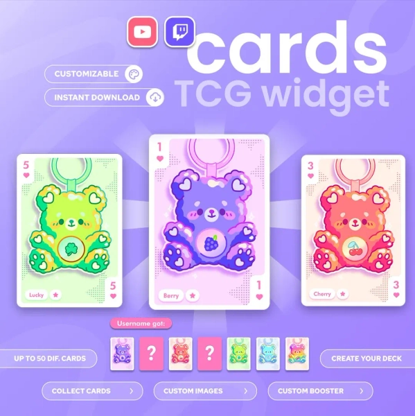 TCG Collectible Cards Widget | Twitch & Youtube | Blind Box | Customizable Widget | Streamelements OBS Streamlabs - Etsy UK