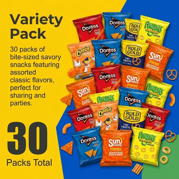 TEMU Frito-lay Summer Mini Chips & Snacks Variety Pack, Individually Wrapped, Perfect For Parties (30 Count, 0.5 Oz Per Bag)