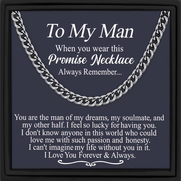 to My for Man When You Wear This Promise Necklace for Boyfriend Or Husband Gift Cuban Link Chain Necklace Valentine's Day Gift Birthday Gifts Anniversary Gifts