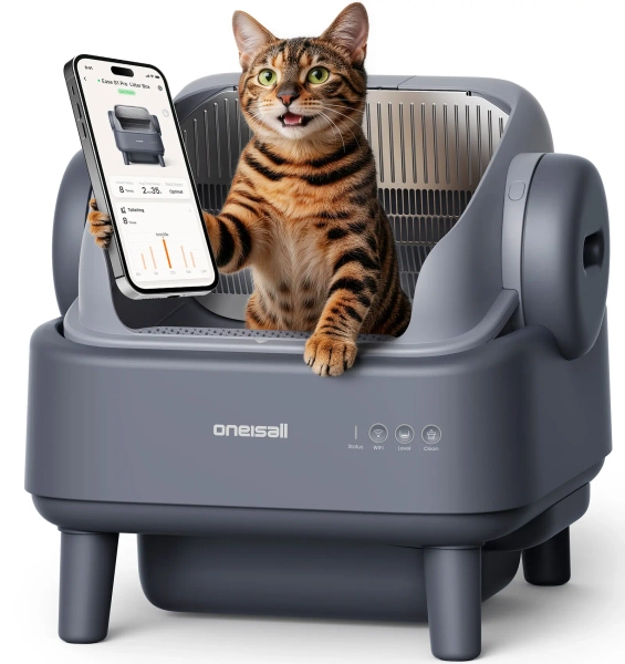 sohochic Oneisall Smart Self-Cleaning Litter Box , Open-Top Easy Rinse Structure, APP Remote Control,  11L Big Waste Drawer For Adult Large Cats