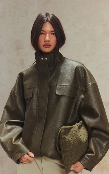 Veste kaki à col entonnoir 