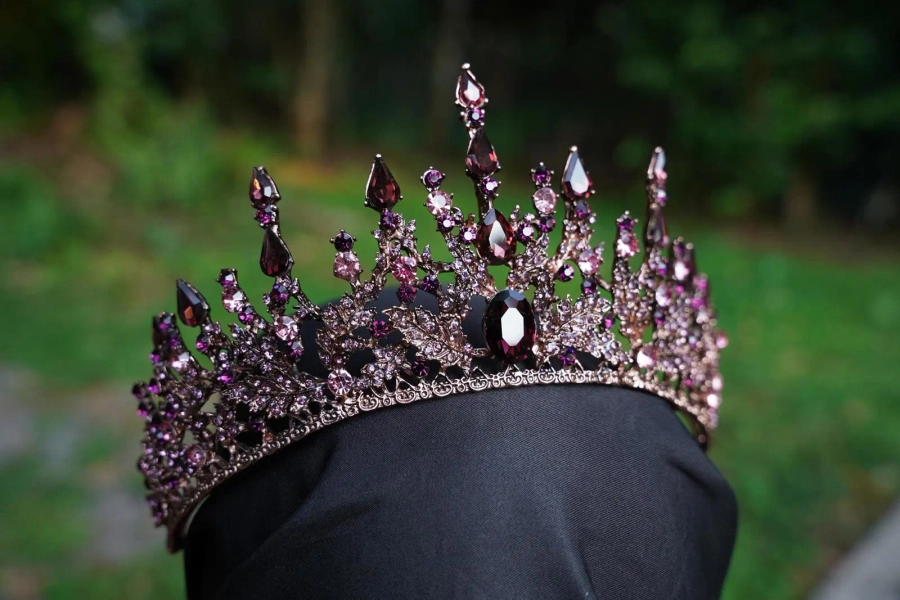 Vintage Purple Burgundy Tiara Bridal Gothic Crown Birthday Wedding Gift Diadem