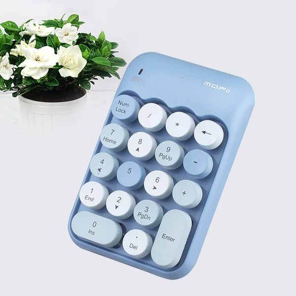 Pastel Cute Wireless Numeric Keypad USB Mini Number Keyboard Kawaii Desk Decor - Blue