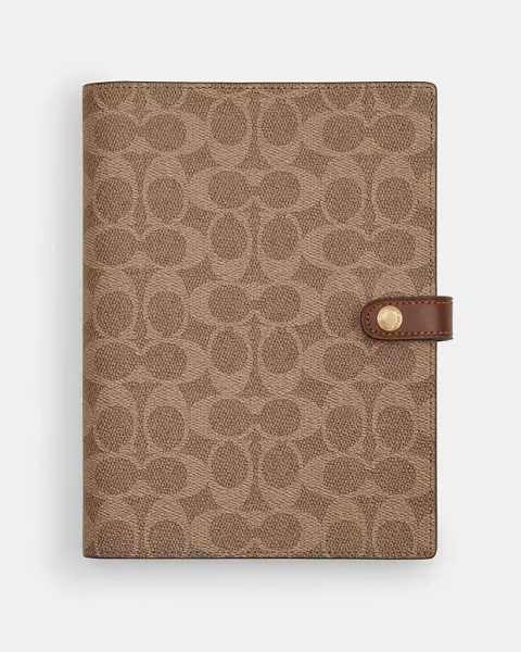 Gold/Tan/Brown Notebook In Signature Canvas