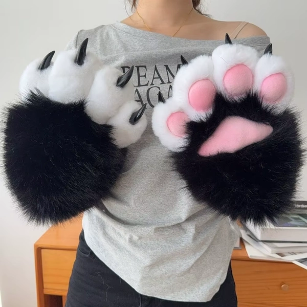 1 pièce - Nouveau gant en peluche pour cosplay en forme de patte de chat, gants épais couineurs en forme de griffe de chat, gants de cosplay d'animal de dessin animé, cadeaux. - AliExpress 200000532