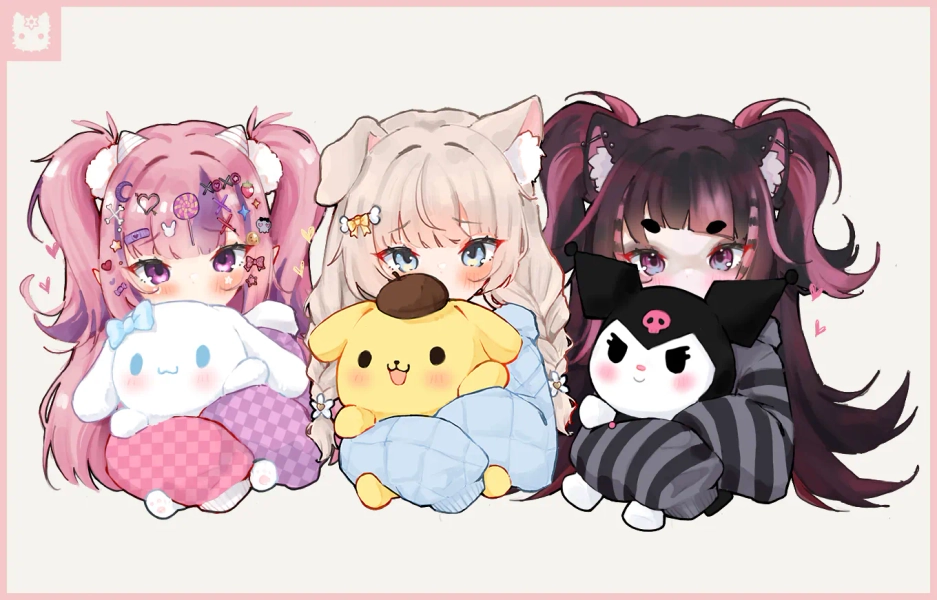 [YCH] Sanrio Plushie Cuddle by lauwibauwi (@lauwibauwi)