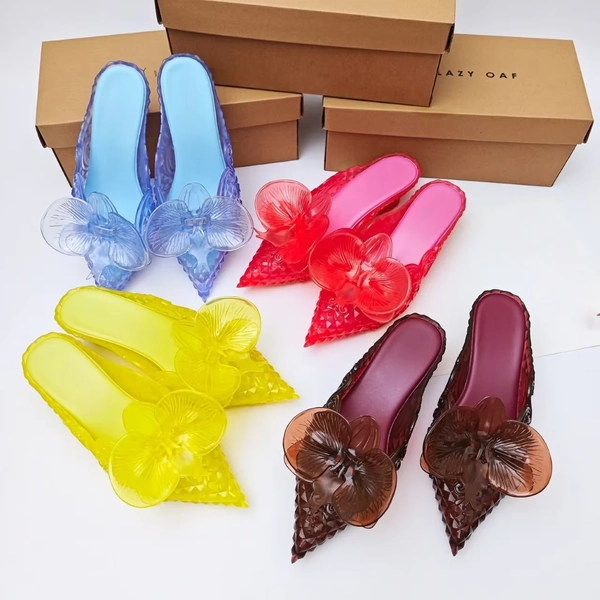 Chinelos de salto alto com bico fino e cristais, estilo original da marca, para mulher, chinelos de verão elegantes e confortáveis, com design retro. - AliExpress 322