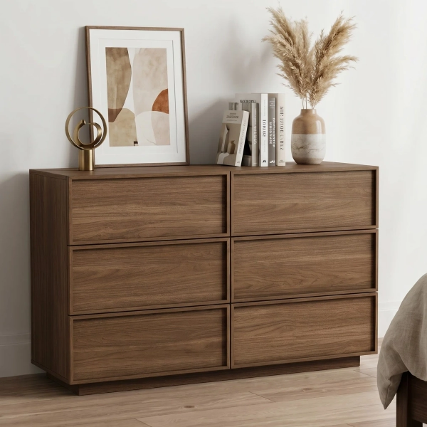 Abbate 47.2" W Wooden 6-Drawer Dresser, Modern Chest of Drawers