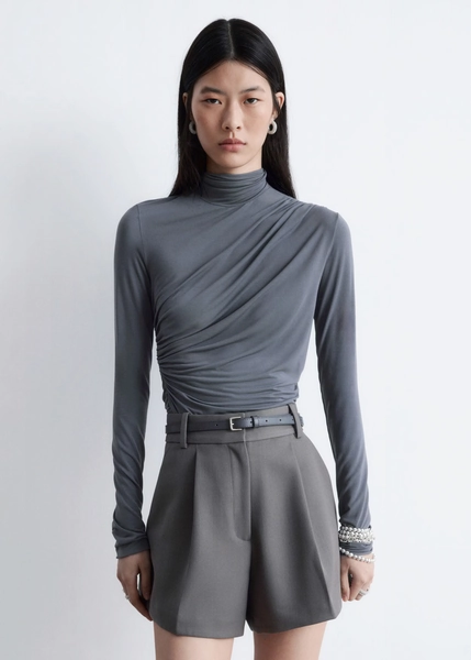 Draped Turtleneck Top