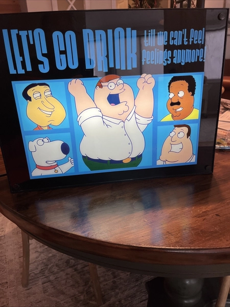 Family Guy ‘Let’s Go Drink’ Lighted Sign 18.5”x14”x4” 2005 Works