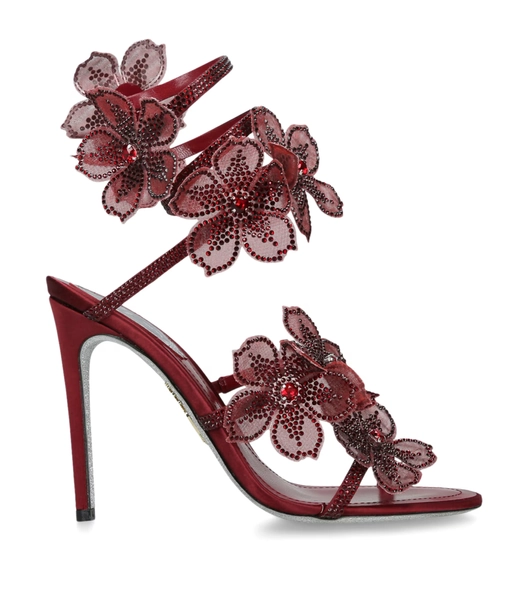 René Caovilla Satin Floral Cleo Sandals 105