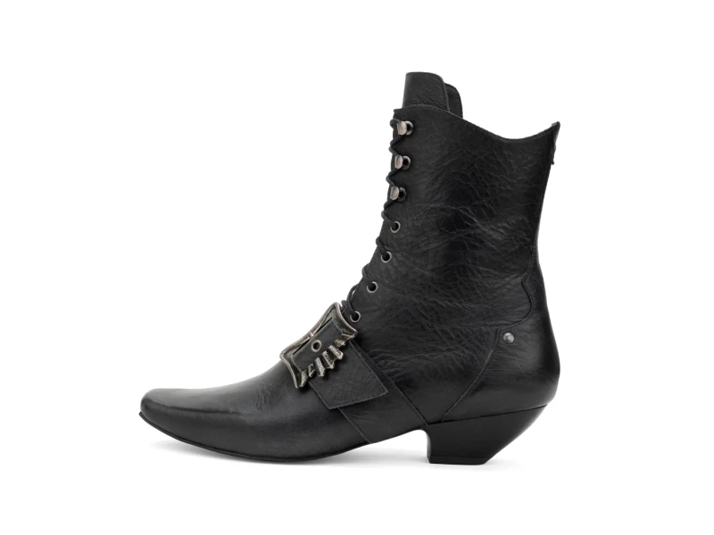 Agnes - Black | Buckled Lace-Up Boots | Fluevog Shoes