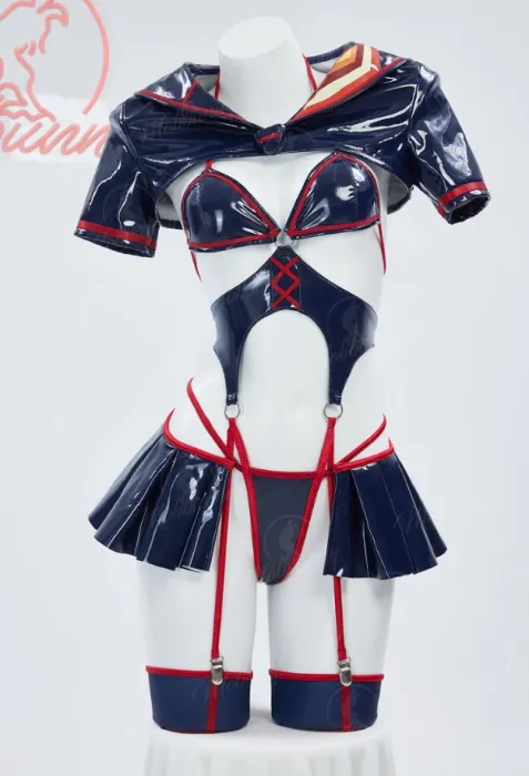 KLK Kiru Ra Kiru Ryuko Derivative Lingerie Set Cutout Bodysuit and Top with Hand Ring and Skirt