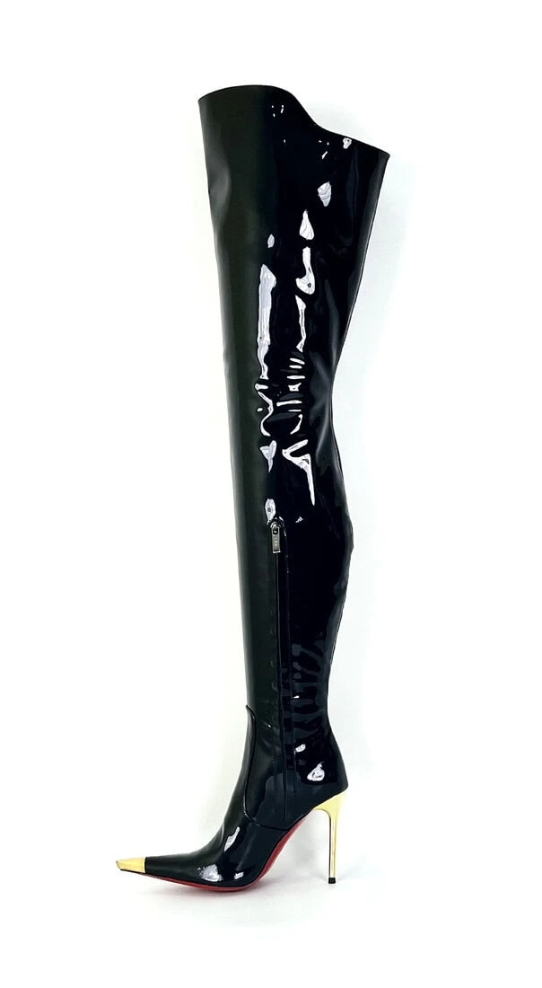Shiny black boots