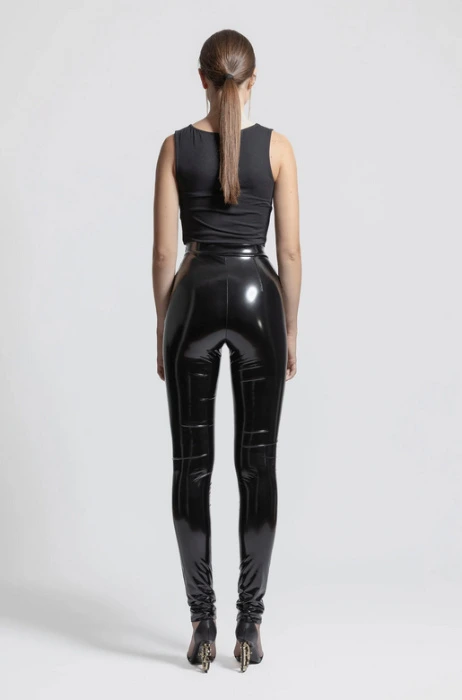 Legging noir effet mouillé