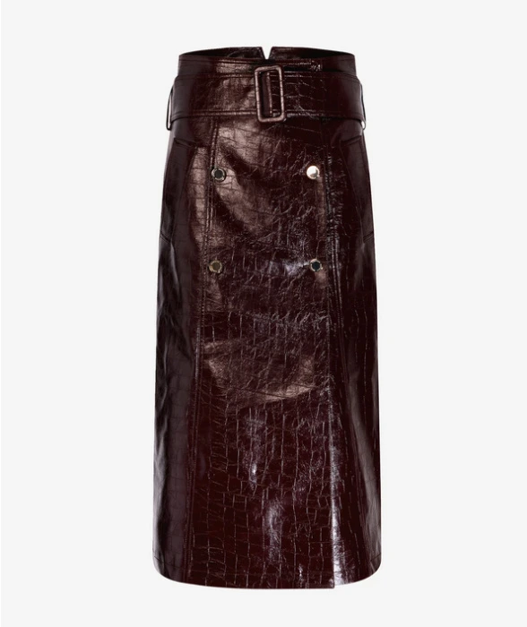 WITH BELT - Jupe trapèze - prune