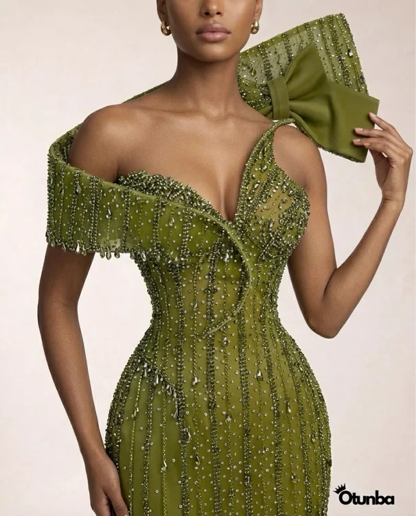Luxury Exquisite Stoned Dress | Green | 16W