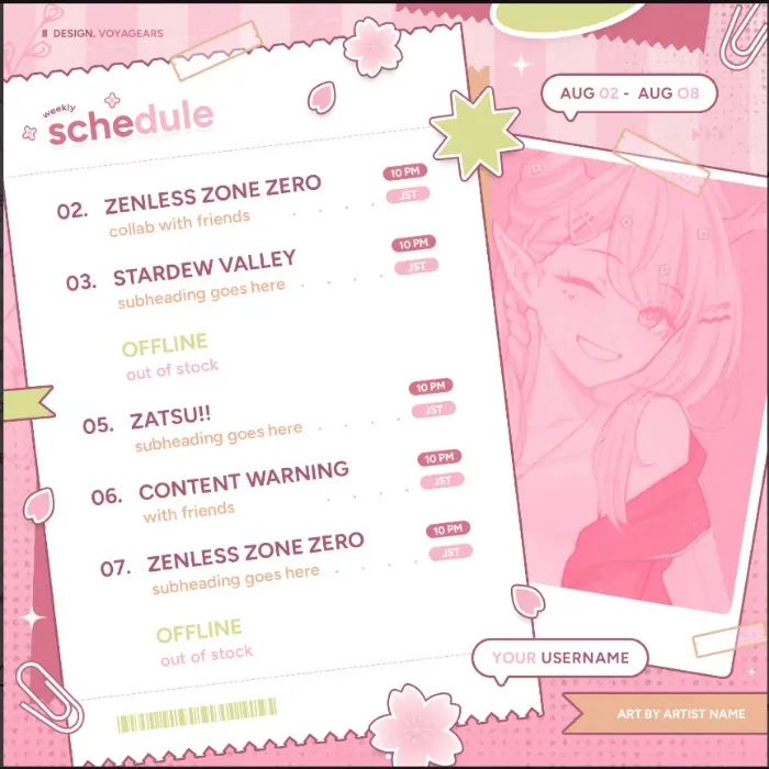 [ Cherry Blossom ] PSD Schedule Template