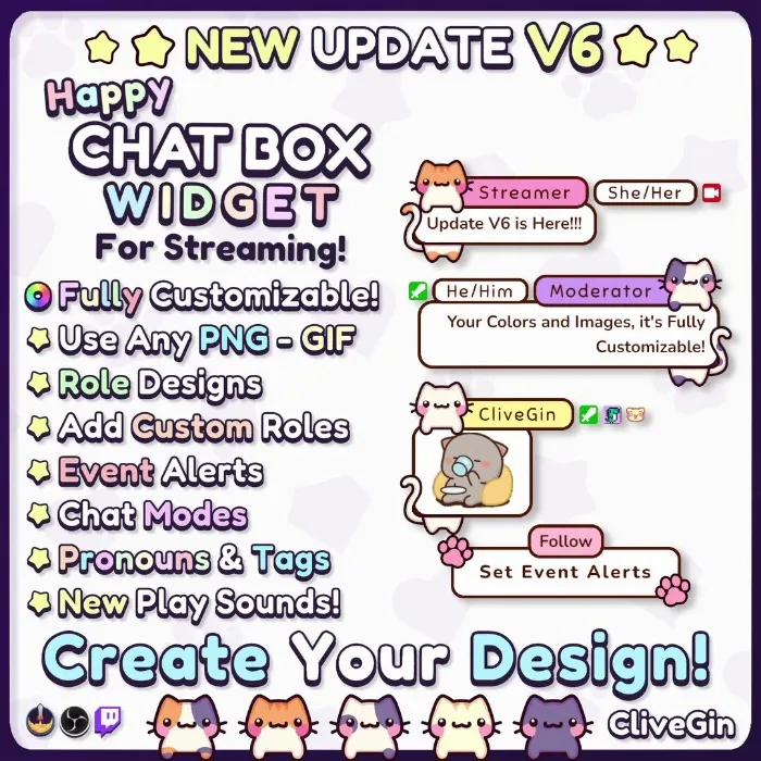 CliveGin Happy Chat Box Widget for Streaming 🌟
