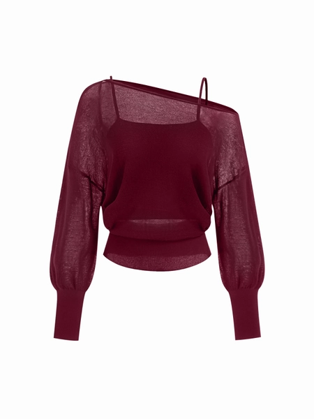 Oversized Off-shoulder Two-piece Knitted Top