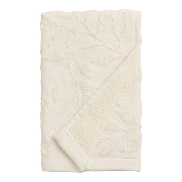 Blanca Ivory Sculpted Leaf Hand Towel