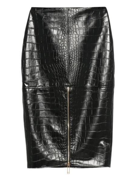 Elisabetta Franchi crocodile-embossed zip-detail skirt | 38